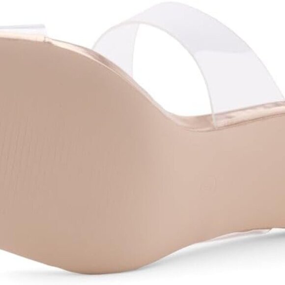 Clear Heels Women Synthetic 3.75 in Block Dressy Slip-On Wedding Party - Picture 4 of 7